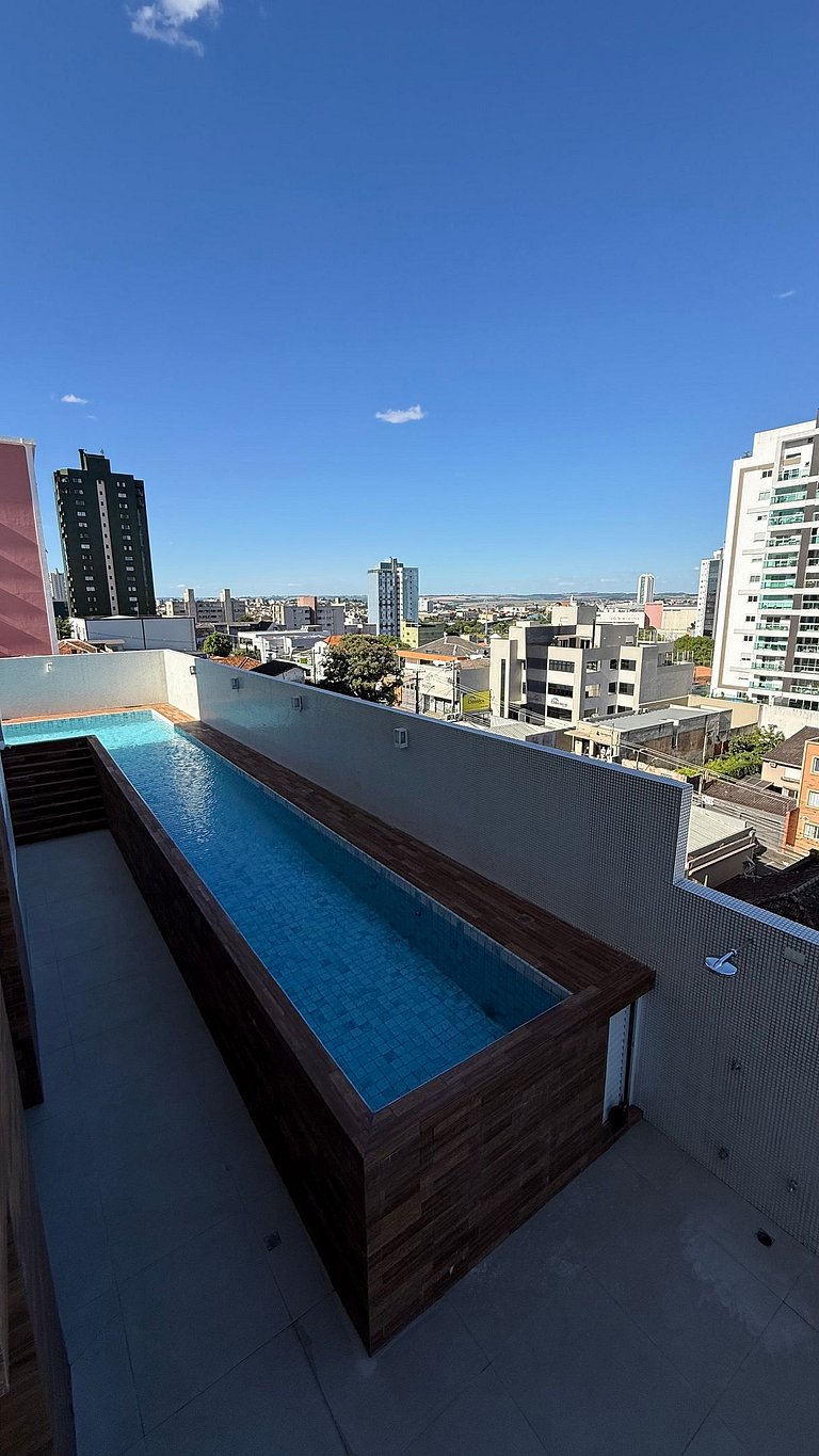 Apto Central com terraço e vista deslumbrante